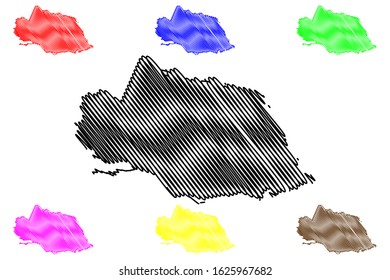 Surrey County (Counties of Jamaica) map vector illustration, scribble sketch Surrey map