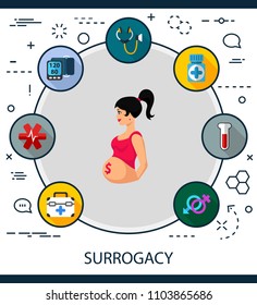 Surrogacy flat icons concept. Vector illustration. Element template for design.