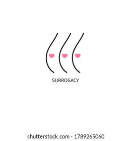 Surrogacy minimal icon. Belly of pregnant woman in profile with heart