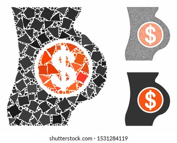 Surrogacy mosaic of bumpy pieces in different sizes and color tints, based on surrogacy icon. Vector bumpy dots are organized into mosaic. Surrogacy icons collage with dotted pattern.