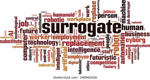 Surrogate cloud concept. Collage made of words about surrogate. Vector illustration
