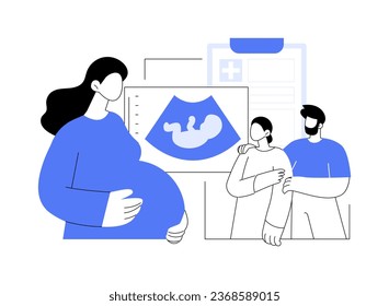 Surrogate mother abstract concept vector illustration. Future parents with surrogate mother, gynecology industry, reproductive medicine and infertility, carrying pregnancy abstract metaphor.