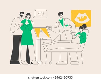 Surrogate mother abstract concept vector illustration. Bearing child, pregnant woman, female abdomen, biological mother, becoming parents, adoption, happy couple expecting baby abstract metaphor.