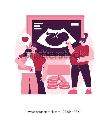 Surrogate mother abstract concept vector illustration. Bearing child, pregnant woman, female abdomen, biological mother, becoming parents, adoption, happy couple expecting baby abstract metaphor.