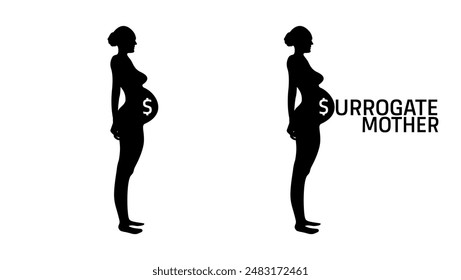 surrogate mother, black isolated silhouette