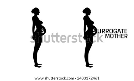 surrogate mother, black isolated silhouette