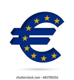 Surround the Euro sign in the colors of the flag of the European Union. Vector illustration.