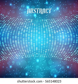 Surround field from circles of various size on blurred blue background with sparkles vector illustration