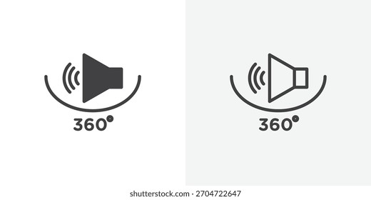 Icono de sonido envolvente. colección de línea de trazo editable y estilos planos sólidos.