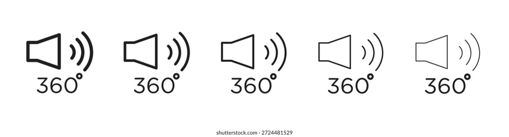 Surround sound icon design in thin editable stroke style for graphic work