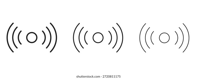 Surround-Sound-Symbol, dünnes Liniensymbol auf weißem Hintergrund, bearbeitbare Kontur, Vektorgrafik