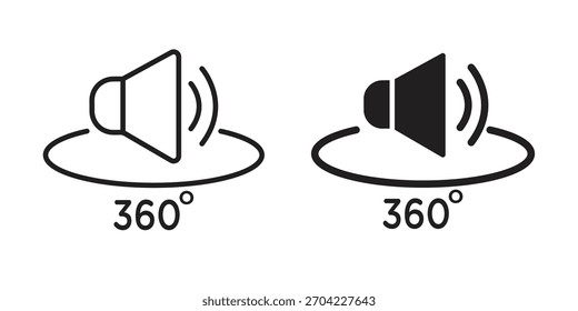 Icono de sonido envolvente de trazo delgado y estilo plano.