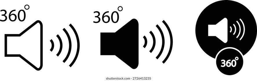 Surround sound icon. Wireless surround sound symbol. Audio speaker system symbols. Immersive sound graphic design
