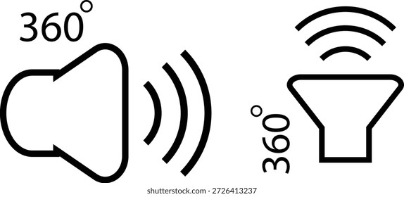 Icono de sonido envolvente. Símbolo de sonido envolvente inalámbrico. Símbolos del sistema de altavoces de audio. Diseño gráfico de sonido inmersivo
