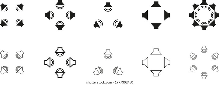 Surround Sound Symbols Icon, Vector Illustration