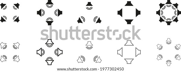 Surround sound\
symbols icon, vector\
illustration