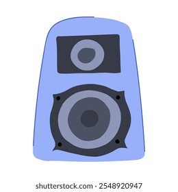 Dibujos animados de música de altavoz envolvente. Amplificador estéreo, voz de subwoofer, señal de música de altavoz envolvente de audio de concierto. símbolo aislado Ilustración vectorial