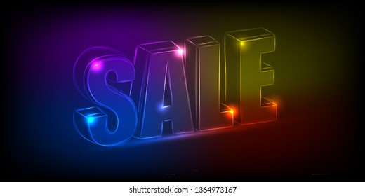 surround the word Sale with neon effect