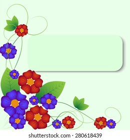 surrounded by the red frame. purple and yellow flowers