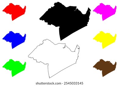 Surry County, Commonwealth of Virginia (Condado dos EUA, Estados Unidos da América, EUA, EUA) mapa ilustração vetorial, esboço de rabisco Mapa de Surry