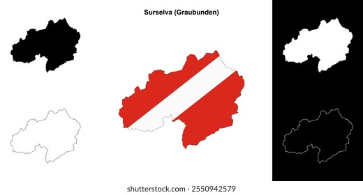 Surselva blank outline map set