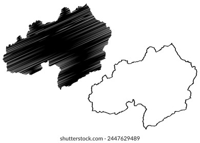 Surselva District (Switzerland, Swiss Confederation, Canton of Grisons, Graubünden or Graubunden) map vector illustration, scribble sketch Surselva Region map