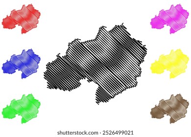 Surselva District (Switzerland, Swiss Confederation, Canton of Grisons, Graubünden or Graubunden) map vector illustration, scribble sketch Surselva Region map