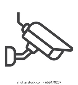 Surveilance camera line icon, security and cctv, vector graphics, a linear pattern on a white background, eps 10.