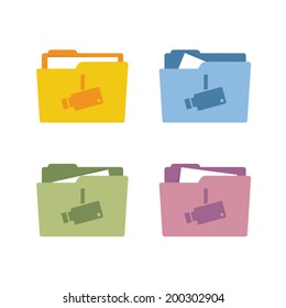 Surveillance cam icon on a folder