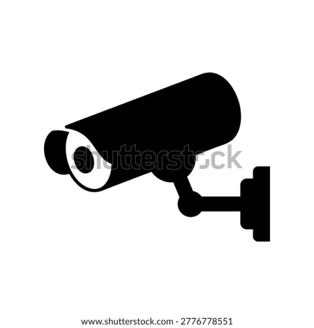 surveillance camera black icon, security symbol, cctv sign, monitoring area