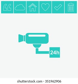 Surveillance camera (CCTV). Warning vector icon.
