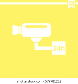 Surveillance camera (CCTV). Warning vector icon.