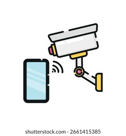 Uma câmera de vigilância conectada a um smartphone.Função: monitoramento em tempo real da casa por telefone.