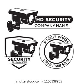 Surveillance camera emblems set isolated on white background