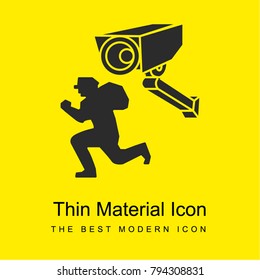 Surveillance camera filming a robber bright yellow material minimal icon or logo design