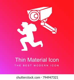 Surveillance camera filming a robber red and pink gradient material white icon minimal design