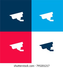 Surveillance camera four color material and minimal icon logo set in red and blue