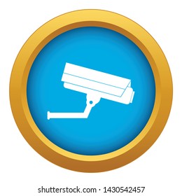 Surveillance camera icon blue vector isolated on white background for any design