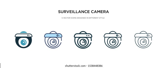 surveillance camera icon in different style vector illustration. two colored and black surveillance camera vector icons designed in filled, outline, line and stroke style can be used for web,