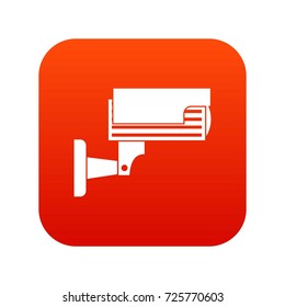 Surveillance camera icon digital red for any design isolated on white vector illustration