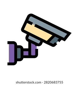 Surveillance camera icon displaying concepts of visual monitoring, safety, protection, and security, creating a sense of watchful supervision over an area using modern technology