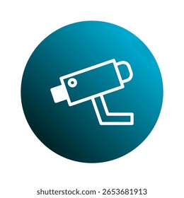 Überwachungskamera-Symbol einzeln auf blauem Farbverlauf-Hintergrund, der Sicherheit und Überwachung mit modernem Design für Sicherheit veranschaulicht