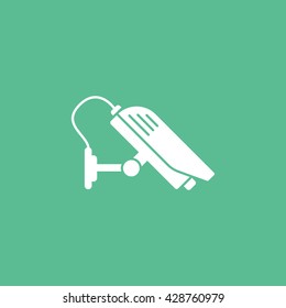 Surveillance Camera Icon On Green Background