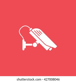 Surveillance Camera Icon On Red Background