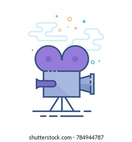 Surveillance camera icon in outlined flat color style. Vector illustration.