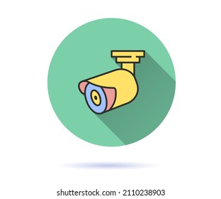 Surveillance camera icon. Simple illustration with long shadow isolated for graphic and web design.