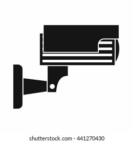 Surveillance camera icon in simple style isolated on white background