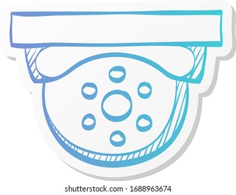 Surveillance camera icon in sticker color style. Electronic safety protection robbery evidence CCTV