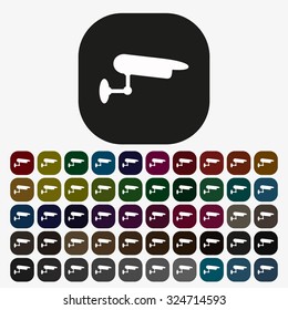 surveillance Camera. icon. vector design, set of colored buttons
