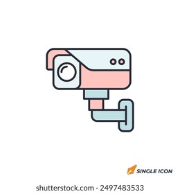 Ilustración vectorial de icono de cámara de vigilancia. Símbolo de la cámara de vigilancia aislado en el fondo blanco